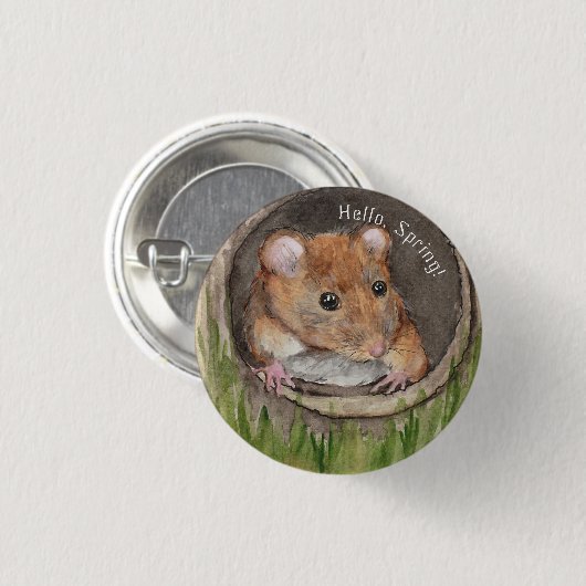 Rustikale WasserfarbenMaus Button (Vorne & Hinten)