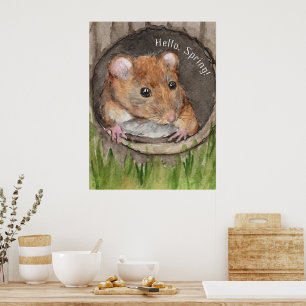 Rustikale WasserfarbenMaus Poster