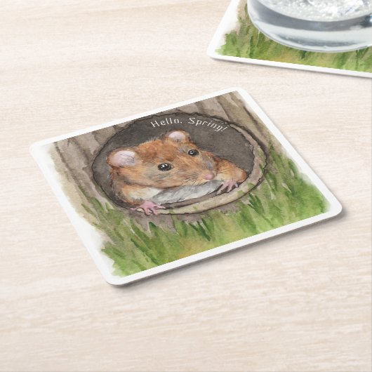 Rustikale WasserfarbenMaus Rechteckiger Pappuntersetzer (angewinkelt)