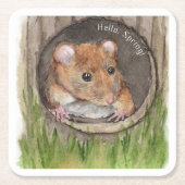 Rustikale WasserfarbenMaus Rechteckiger Pappuntersetzer (Vorderseite)