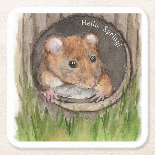 Rustikale WasserfarbenMaus Rechteckiger Pappuntersetzer (Vorderseite)