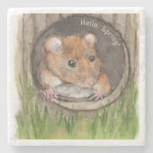 Rustikale WasserfarbenMaus Steinuntersetzer (Vorderseite)