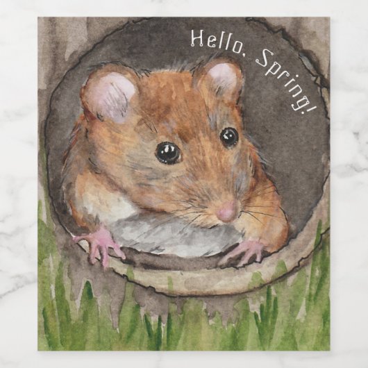 Rustikale WasserfarbenMaus Weinetikett (Einzelnes Label)