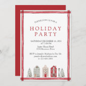 Rustikale Wasserfarbenpartys Rot Einladung (Vorne/Hinten)