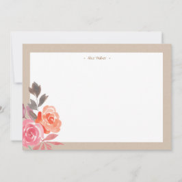 Rustikale Wasserfarbenpeonies, Kraft Stationery Mitteilungskarte