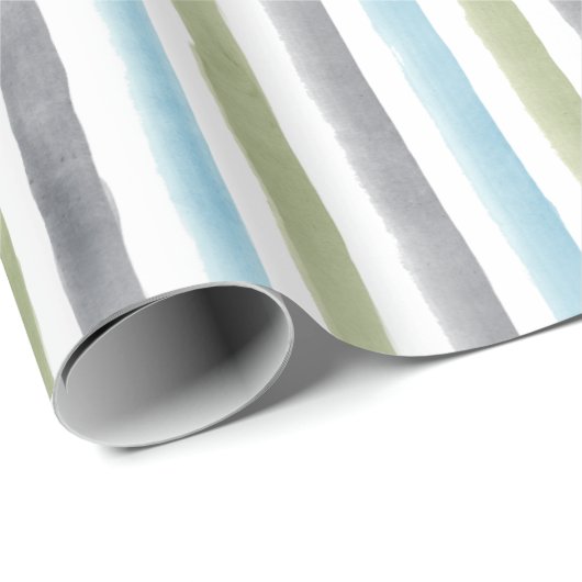 Rustikale Wasserfarbenstreifen am Strand Hochzeit Geschenkpapier (Rolleneckpunkt)