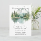 Rustikale Wasserfarbenwälder Bergtour beginnt Einladung (Stehend Vorderseite)