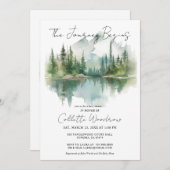 Rustikale Wasserfarbenwälder Bergtour beginnt Einladung (Vorne/Hinten)