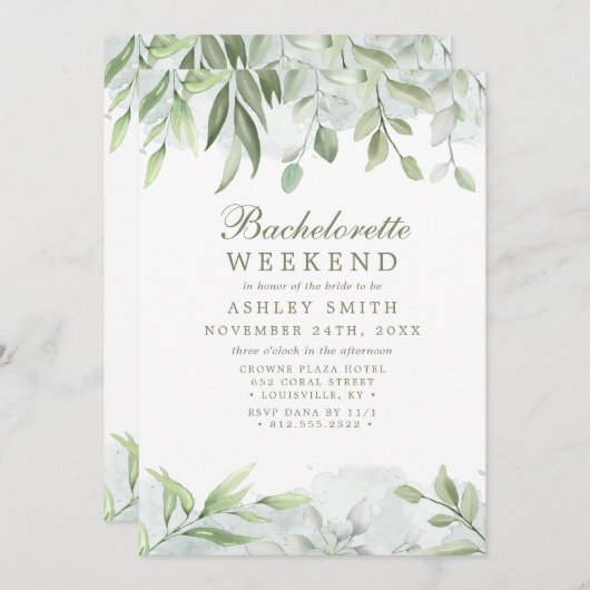 Rustikale Wasserfarbenwelt Bachelorette Einladung (Vorne/Hinten)