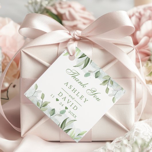 Rustikale Wasserfarbenwelt Blumengrün Danke Tag Geschenkanhänger