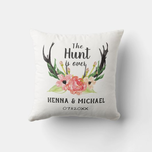 Rustikale Wasserfarbenwelt Boho Hunt ist über Hoch Kissen (Rückseite)