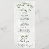 Rustikale Wasserfarbenwelt Elegante Hochzeit Programm (Rückseite)