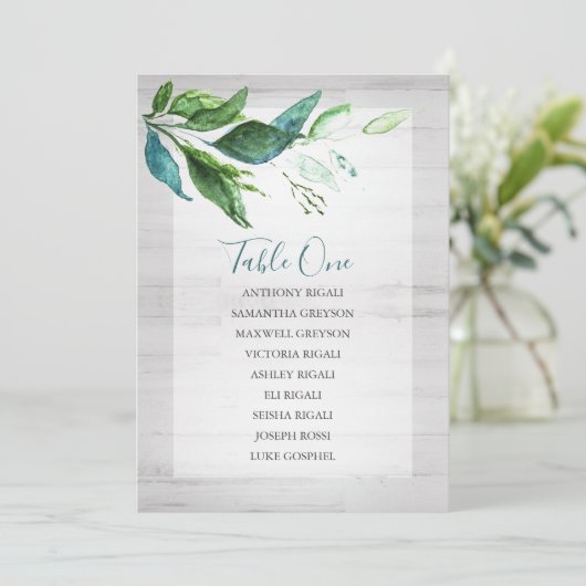 Rustikale Wasserfarbenwelt Hochzeitsdiagramm Einladung (Stehend Vorderseite)