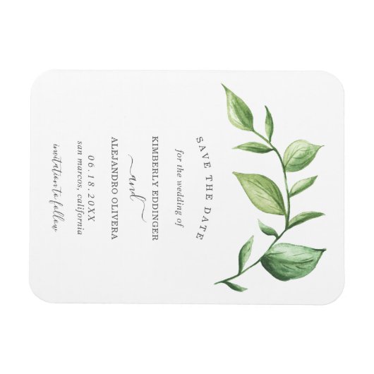 Rustikale Wasserfarbenwelt Sprig Save the Date Magnet (Horizontal)