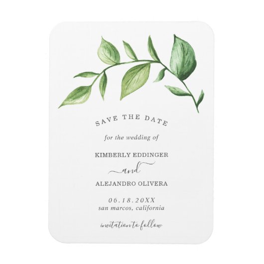Rustikale Wasserfarbenwelt Sprig Save the Date Magnet (Vertikal)