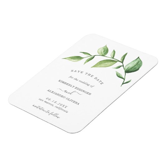 Rustikale Wasserfarbenwelt Sprig Save the Date Magnet (Linke Seite)