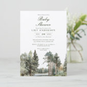 Rustikale Wasserfarbenwelt Wald-Wald Kinderdusche Einladung (Stehend Vorderseite)