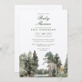 Rustikale Wasserfarbenwelt Wald-Wald Kinderdusche Einladung (Vorne/Hinten)