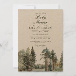 Rustikale Wasserfarbenwelt Wald-Wald Kinderdusche Einladung