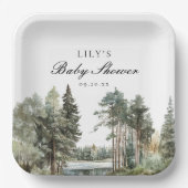 Rustikale Wasserfarbenwelt Wald-Wald Kinderdusche Pappteller (Vorderseite)