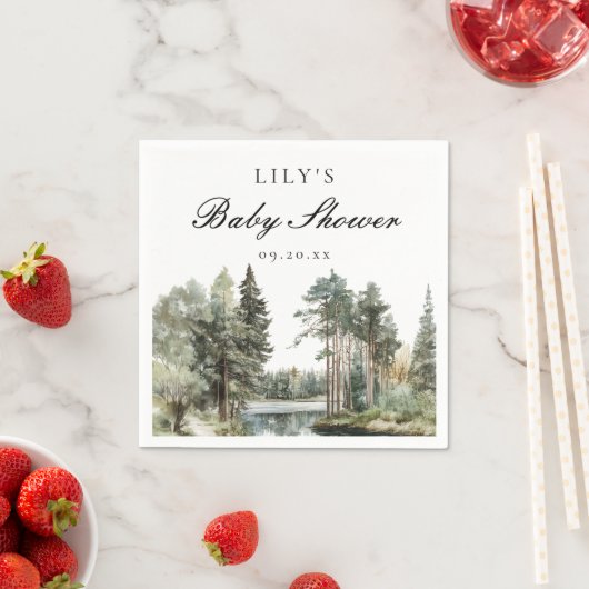 Rustikale Wasserfarbenwelt Wald-Wald Kinderdusche Serviette (Beispiel)