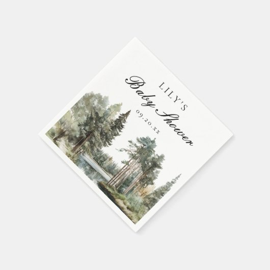 Rustikale Wasserfarbenwelt Wald-Wald Kinderdusche Serviette (Ecke)