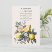 Rustikale Wasserfarbenzitrus Einladung zur Hochzei (Stehend Vorderseite)