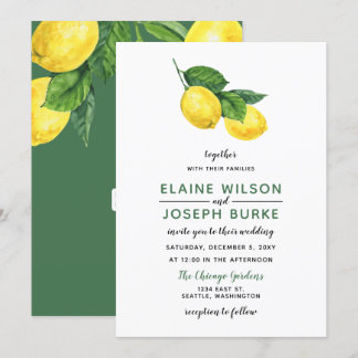 Rustikale Wasserfarbenzitrus Lemon Hochzeit Einladung