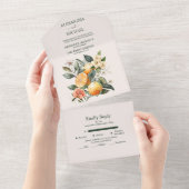 Rustikale Wasserfarbenzitrushochzeit All In One Einladung (Abreißen)