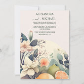 Rustikale Wasserfarbenzitrushochzeit Einladung (Vorderseite)