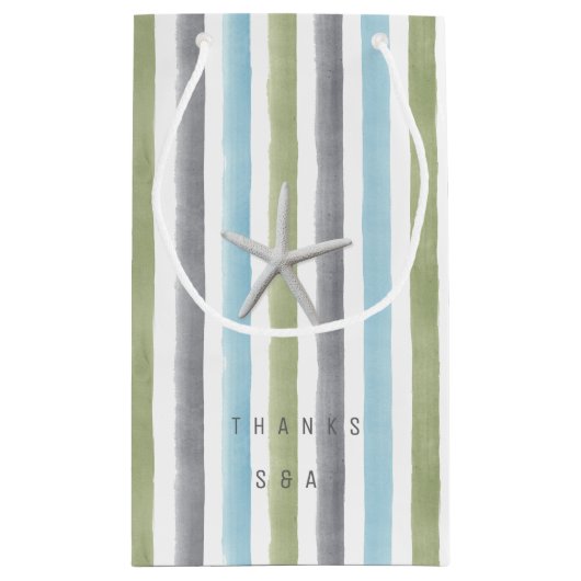 Rustikale Wasserfarbstreifen dank Monogramm Kleine Geschenktüte (Rückseite)