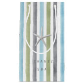 Rustikale Wasserfarbstreifen dank Monogramm Kleine Geschenktüte (Vorderseite)