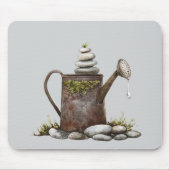Rustikale Wasserkanne Steine Frühling Mousepad (Vorne)