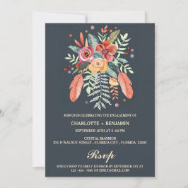 Rustikale Watercolor Floral Boho Engagement Party Einladung