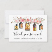Rustikale Watercolor Floral Lantern Hochzeit Viele Dankeskarte (Vorderseite)