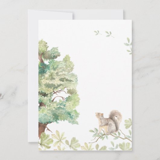 Rustikale Watercolor Forest Couples Dusche Einladung (Rückseite)