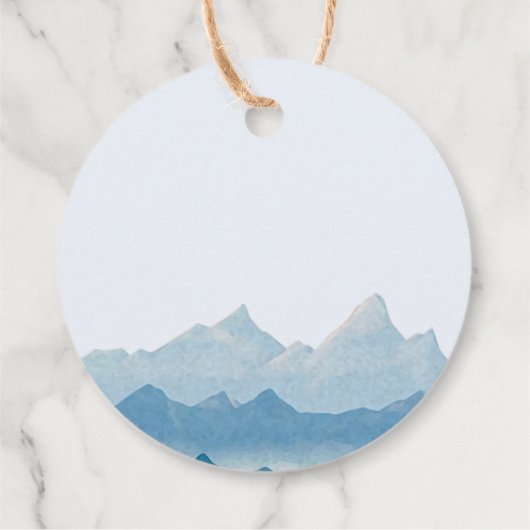 Rustikale Watercolor Gebirgskette Hochzeit Vielen Geschenkanhänger (Rückseite)