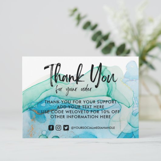 Rustikale Watercolor Gold Blue Media Insert (Stehend Vorderseite)