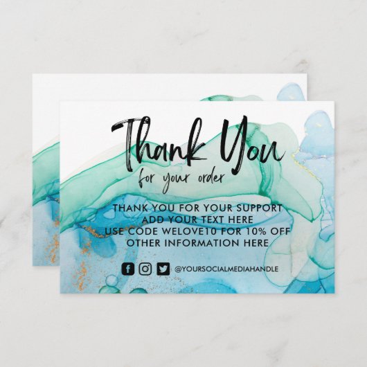 Rustikale Watercolor Gold Blue Media Insert (Vorne/Hinten)