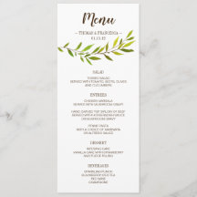Rustikale Watercolor Greenerity Wedding Menu Card