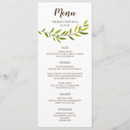 Rustikale Watercolor Greenerity Wedding Menu Card Menükarte