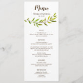Rustikale Watercolor Greenerity Wedding Menu Card Menükarte (Vorderseite)