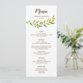 Rustikale Watercolor Greenerity Wedding Menu Card Menükarte (Stehend Vorderseite)