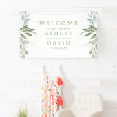 Rustikale Watercolor Greenerity Wedding Welcome Ba Banner (Insitu)