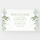 Rustikale Watercolor Greenerity Wedding Welcome Ba Banner (Horizontal)