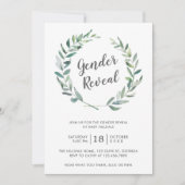 Rustikale Watercolor Greenerity Wreath Gender Reve Einladung (Vorderseite)