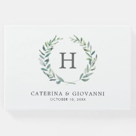 Rustikale Watercolor Greenerity Wreath Monogram We Gästebuch