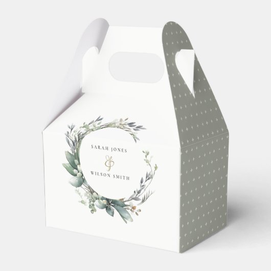 Rustikale Watercolor Grüne Foliage Geschenkschachtel (Vorderseite)