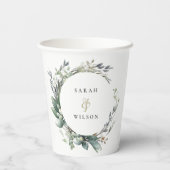 Rustikale Watercolor Grüne Foliage Pappbecher (Rückseite)