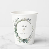 Rustikale Watercolor Grüne Foliage Pappbecher (Vorderseite)